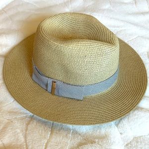 SCALA PRONTO Tan Straw Fedora With Blue Band